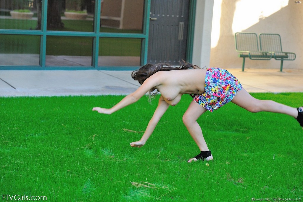 Leila Does Cartwheels Topless Outside