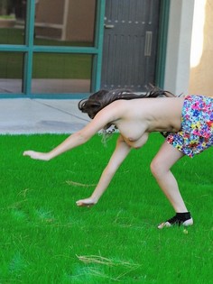 Leila Does Cartwheels Topless Outside From First Time Videos